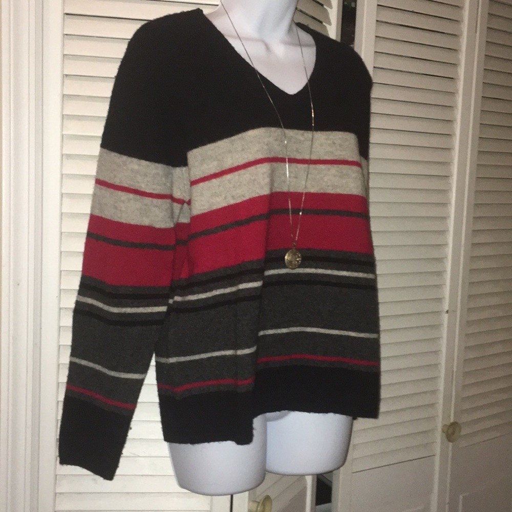 Charter club lambs wool sweater women L striped